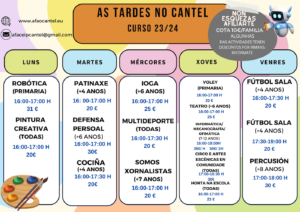 Programa de actividades de As tardes no Cantel